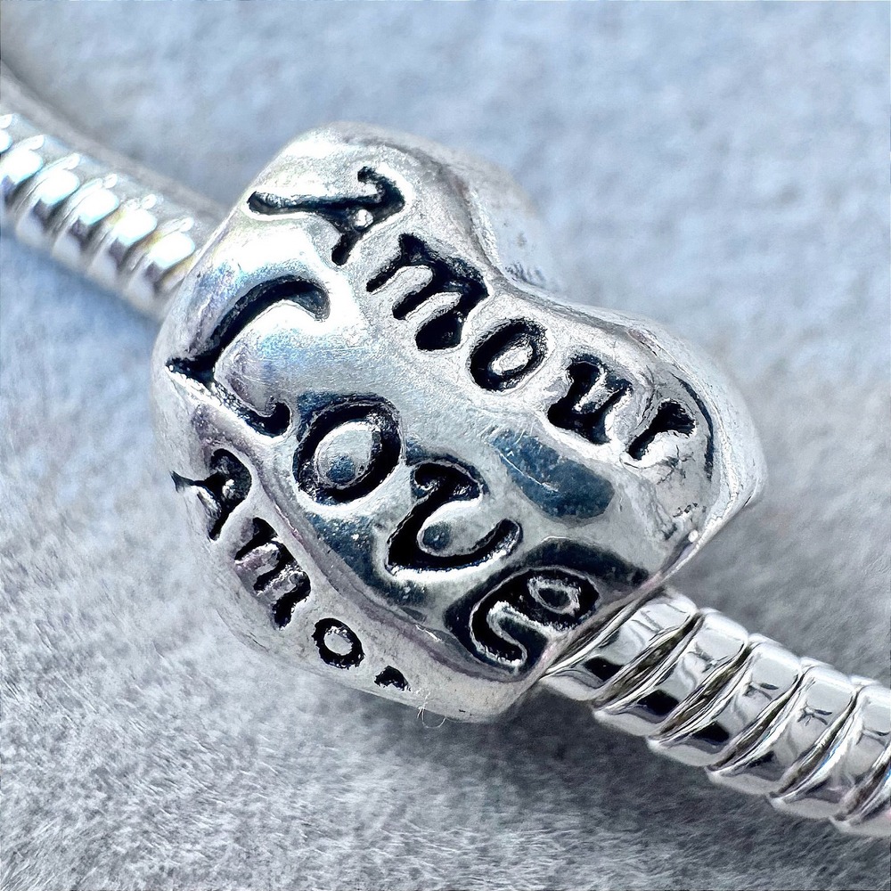 Heart Love Amour Amor Sterling Silver Charm‎ fits PANDORA